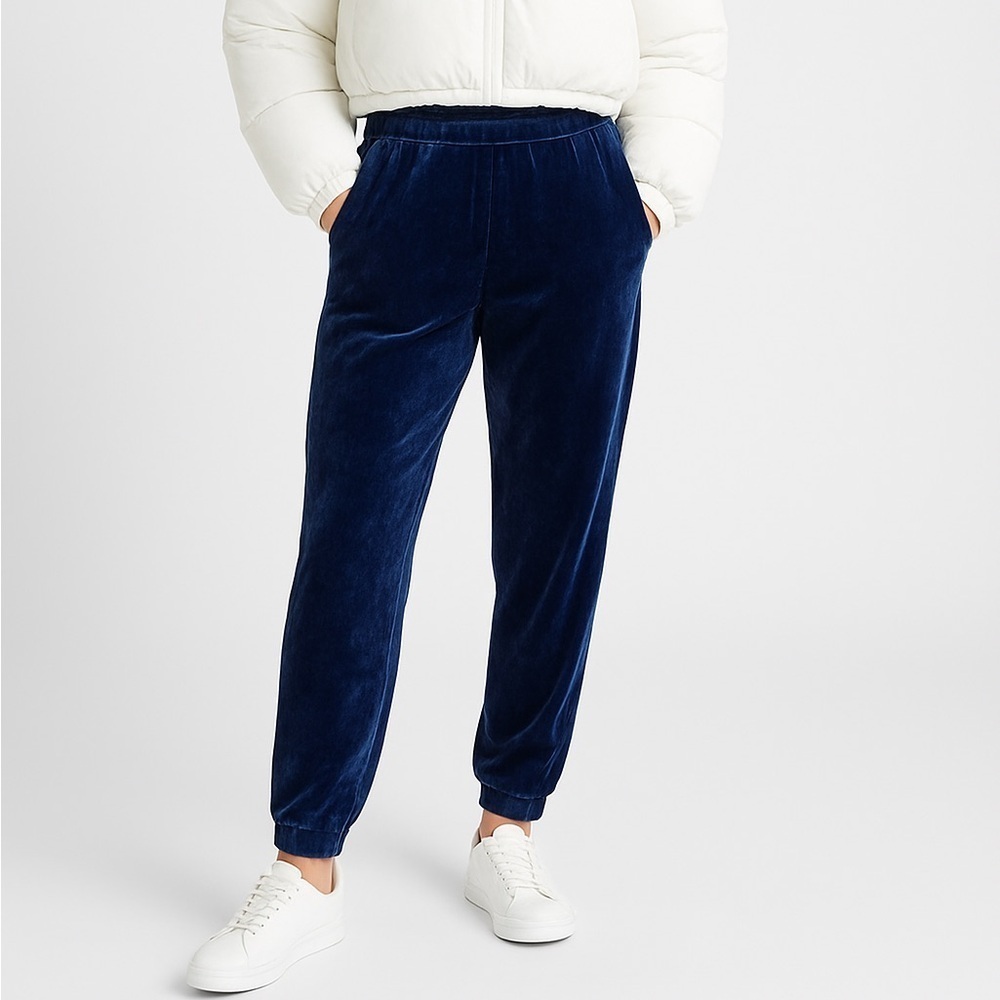 Fabletics Crushed Velvet Joggers – Blue | Size Small